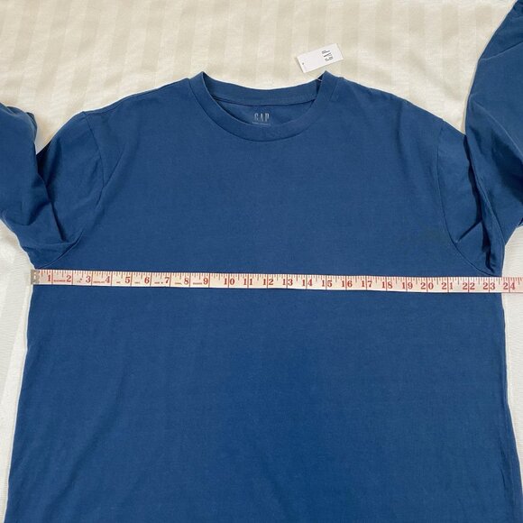 GAP Everyday Long-Sleeve Tee Shirt T-Shirt 100% Cotton Grease Blue NWT Sz L - Picture 3 of 11